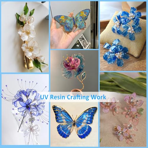 25PCS UV Dip Resin Kit for Wire Flowers Jewelry, 100g UV Dip Resin with Light Set, Crystal Clear Fast Curing Resin, Silicone Mat, UV Dip Epoxy Resin Jewelry Making Kit Supplies, DIY Art Crafts