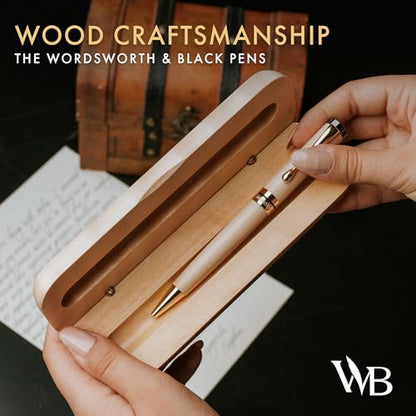 Wordsworth and Black Ballpoint Pen Set - Stunning Luxury Pen Bamboo Maplewood Gold Finish, Refillable, Best Ball Pen for Men & Women, Black Ink Refill, Elegant, Point Pen - color: Maple Wood