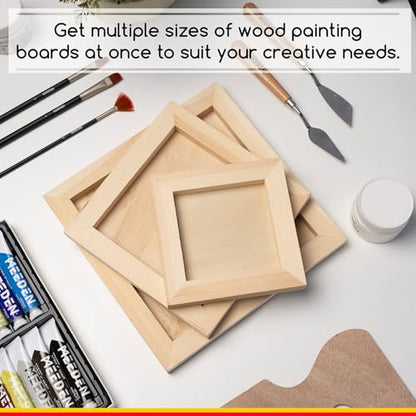 MEEDEN Unfinished Wood Canvas Kit: 3/4" Deep 6x6 8x8 10x10 Wooden Canvas Panel - 6 Pcs of Cradled Wood Art Boards for Pouring Art, Crafts, Painting - size: 6x6 8x8 10x10 - 6 Pack