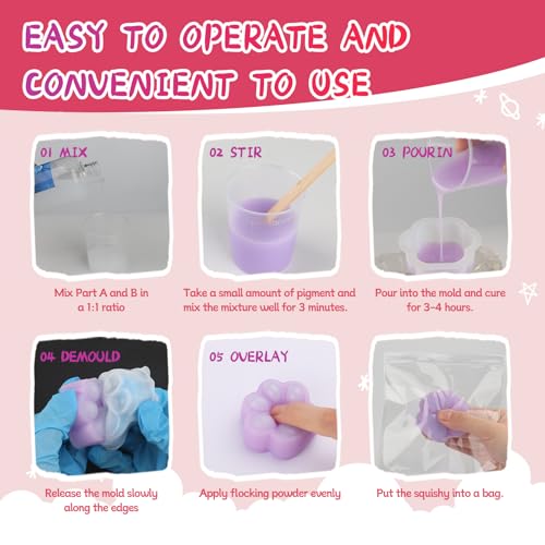 LuxeLagoon DIY Taba Squishy Kit,18OZ Rubber Squishy Kit with Guided,Make Your own Taba Squid Using Silicone and molds,Soft Stress Relief Squeeze Toy,Stress Relieving Entertainment Gift