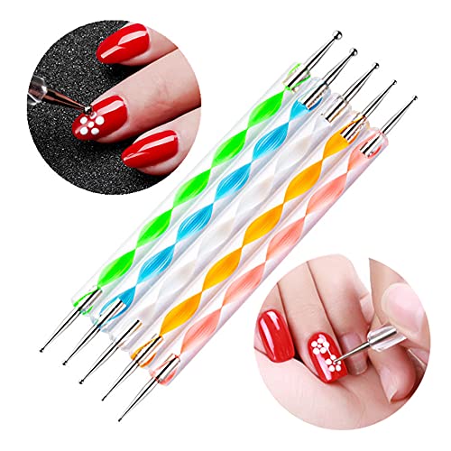 FULINJOY 20PCS Nail Art Design Tools, 15PCS Painting Brushes Set with 5PCS Dotting Pens - color: 20pcs - pink