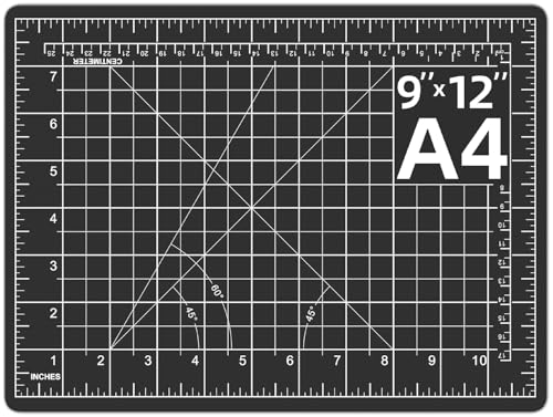 DIYSELF Cutting Mat 9in×12in, Cutting Mats for Crafts, Self Healing Cutting Mats A4, Fabric Cutting Mat Double Side for Sewing, Quilting, Rotating Craft Mat for Desktop, Matting & Mounting Materials - color: Black, size: 12"L x 9"W