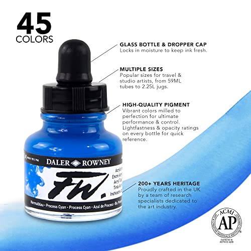 Daler-Rowney FW Acrylic Artists Ink, 1 oz, Light Green (160029348) - color: Light Green