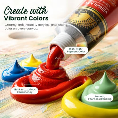 MyArtscape Heavy Body Acrylic Paint Set 24 Colors x 21ml — Rich Pigment Artist Acrylic Paints for Canvas, Wood & Fabric | Non-Toxic ASTM D4236 | Professional Paint Set for Adults & Beginners