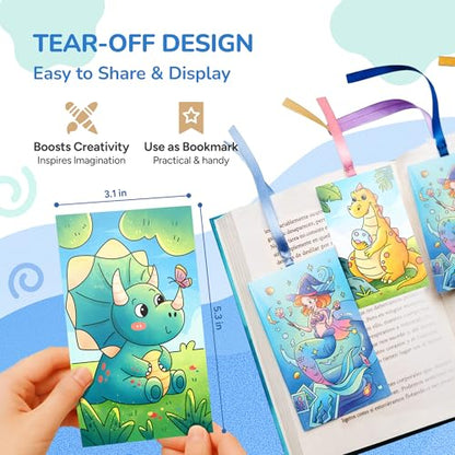 JoyCat 2 Pack Pocket Paint with Water Coloring Books for Kids, Art & Craft Activity Toy Set, Creative Travel & Home Painting Kit, Gifts for Girls & Boys Ages 3-8 (Ocean Princess & Dinosaurs) - style: 2 Pack - Ocean Princess & Dinosaurs