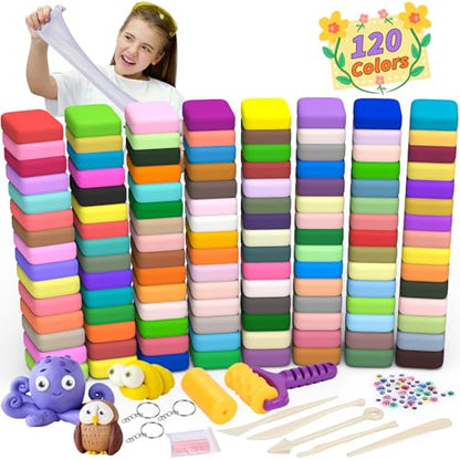 169 Pcs Air Dry Clay 120 Colors Modeling Model Magic Clay for DIY Molding Starter Kit with Sculpting Tools,Ultra Light Soft Non-Toxic Arts & Crafts Gift for Boys Girls Birthday Party Favors