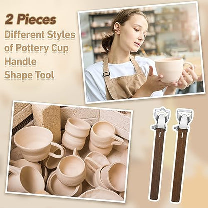 Therwen 2 Pcs Mug Handle Carving Tool, Pottery Handle Making Tool, Clay Extruder Trimming for Ceramic Tea Cup Mug Utensil Vase Clay Cutters Sculpture Craft(Simple Style) - color: Simple Style
