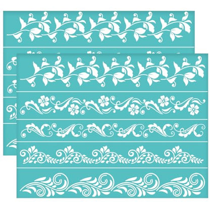 OLYCRAFT 2Pcs 11x8.6 Inch Flower Border Self-Adhesive Silk Screen Printing Stencil Ivy Mesh Stencils Plant Theme Reusable Mesh Stencils Transfer for DIY T-Shirt Fabric Painting - color: Flower Border