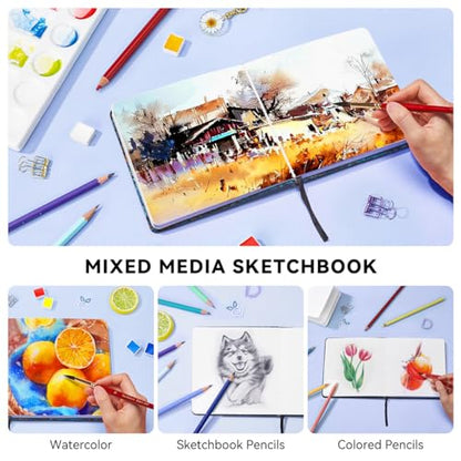 Lightwish Square Watercolor Journal,2 Pack Total 48 Sheets,100% Cotton,300gsm/140lb,Acid-Free, Cold Press Watecolor Sketchbook for Artists Adults Students,6.29 * 6.29 Inches(Blue Starry Sky) - color: Blue Starry Sky