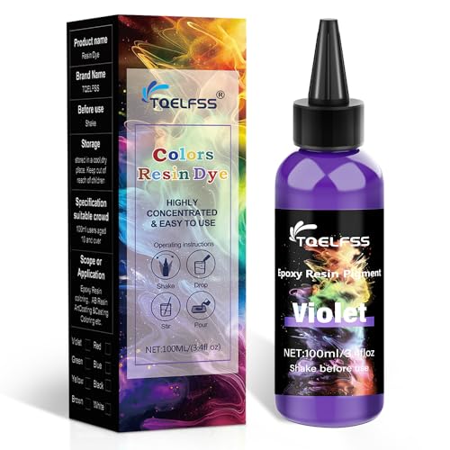 Violet Epoxy Resin Pigment - 3.4 fl.oz / 100ml Concentrated Dye for Coaster,River Tables, Opaque Epoxy for DIY Art, UV Resin, Painting,Colorant for Jewelry Making - color: Purple