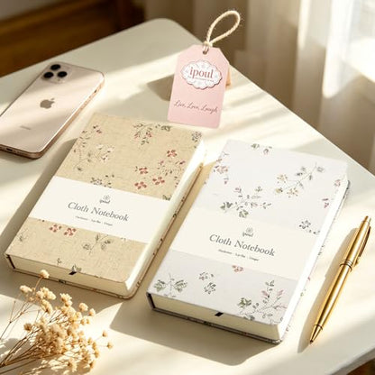 Floral Linen Journal, Similar Embroidered, Small Notebooks 5x7, Lay Flat Sketchbook, B6 Notebook, Hardcover, Lined & Unlined Notebook, Apricot - color: B6-Floral Apricot