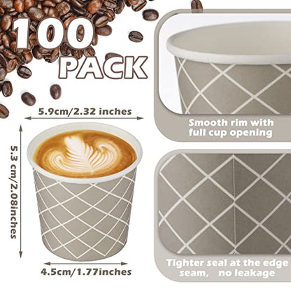 Rtteri 100 Pcs Count 3 oz Disposable Coffee Cups Disposable Espresso Cups Small Paper Cups 3 oz Cups for Coffee Tea Cocoa Juice Mini Paper Cups for Cafes Offices and Home