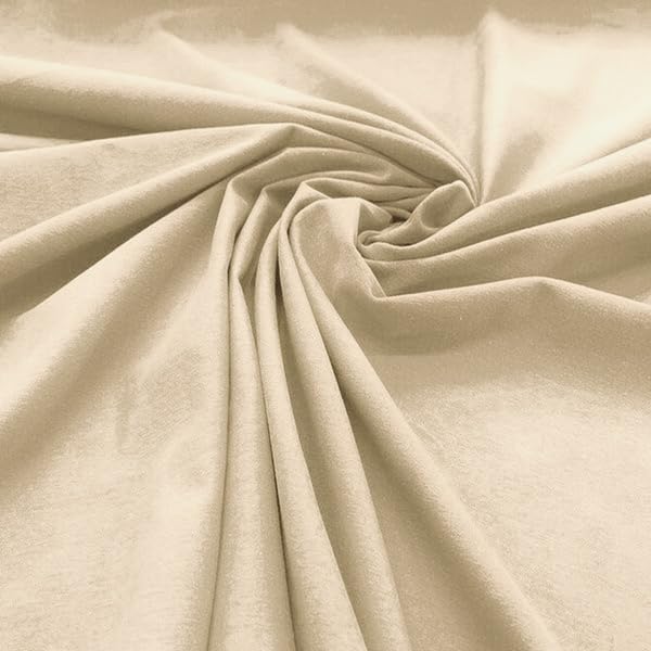 Cotton Spandex Jersey Fabric - 4 Way Stretch - 60" Width Sold by The Yard - Ideal for T-Shirts, Dresses, Athleticwear Apparel (Cream, 10 Yards) - color: Cream, size: 10 Yards