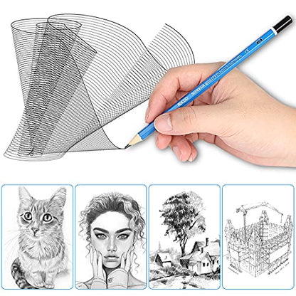 Profession Sketch Pencils 6B to 4H for Kids and Adults Drawing, Art Graphite Pencil for Artists Beginner Sketching - size: 16 Piece Set