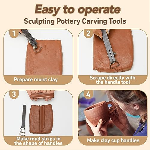 Therwen 2 Pcs Mug Handle Carving Tool, Pottery Handle Making Tool, Clay Extruder Trimming for Ceramic Tea Cup Mug Utensil Vase Clay Cutters Sculpture Craft(Simple Style) - color: Simple Style