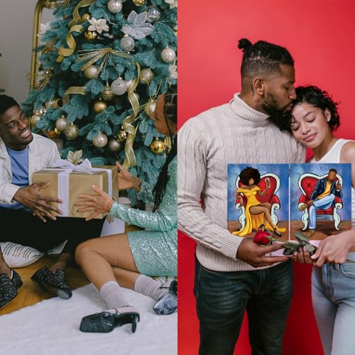 VALLSIP 2 Pack Paint and Sip Canvas Painting Kit Pre Drawn Canvas for Painting for Adults Stretched Canvas Couples Games Date Night Afro Elegant Gentleman Lady Couple Paint Party Supplies Favor - style: Painting Kit Plus