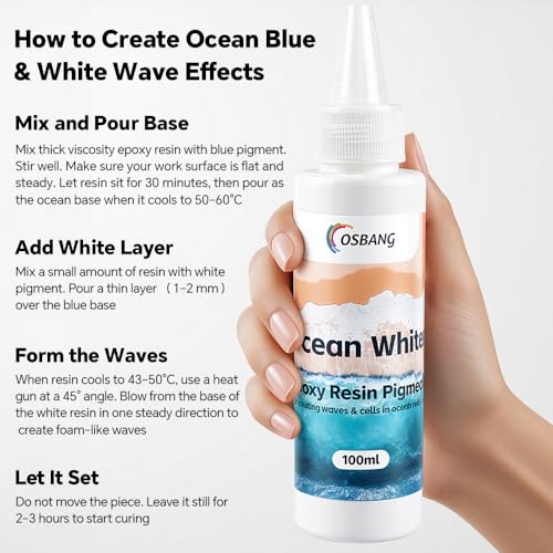 Ocean White Epoxy Resin Pigment 100ml/3.4 fl.oz, High Concentration Liquid Colorant for Resin Art, Ideal for Creating Waves, Cells, and Unique DIY Crafts - color: Ocean White