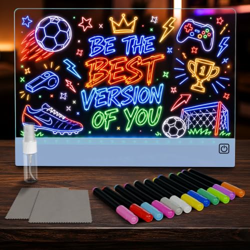 Upgraded 16 Inches LED Drawing Board – Rechargeable, 8 Colors, 11 Light Modes, Adjustable Brightness – Acrylic Light Board for Tracing with Stand, Markers and Full Kit – Birthday Gift Set (Blue) - color: Sky Blue