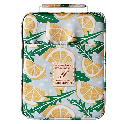 qianshan Pencil Case Holder Slot - Holds 202 Colored Pencils or 136 Gel Pens with Zipper Closure - Large Capacity Pen Organizer for Watercolor Pens or Markers - Perfect for Artist Grey Lemon - color: grey lemon