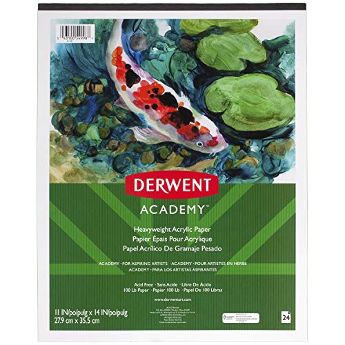 Derwent Academy Heavyweight Acrylic Paint Pad, 24 Sheets, 11" x 14" (54998)