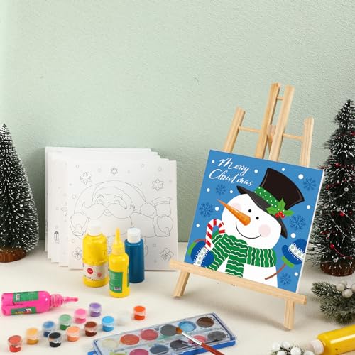 Sherr 12 Pcs Pre Drawn Canvas Pre Printed Canvas for Adults Sip and Paint Party Canvases Painting Kit for Summer Easter Mother's Day Party Favor(Cute Xmas,8 x 8 Inch) - size: 8 x 8 Inch, style: Cute Xmas