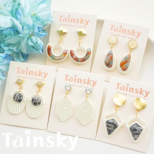 Tainsky 19 Shapes Embedded Polymer Clay Cutters - Gem Clay Jewelry Making Tools, Earring Cutters (B) - color: B Set