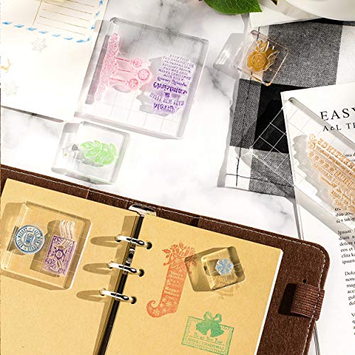Whaline 6 Pieces Acrylic Stamp Block Clear Stamping Tools Set with Grid Lines for Scrapbooking Crafts Card Making, Assorted Sizes | with Grid Lines, Stamping Tools, for Scrapbooking, Card Making, DIY Crafts