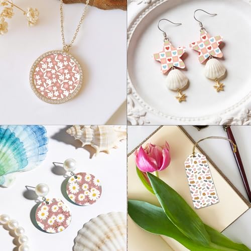 OLYCRAFT 24Pcs Daisies Clay Transfer Paper 4 Design Bohemian Pattern Clay Transfers Paper for Polymer Clays Earring Pink Flowers Transfer Sheets Small Ceramic Decal for Earring Jewelry Making - color: Daisies