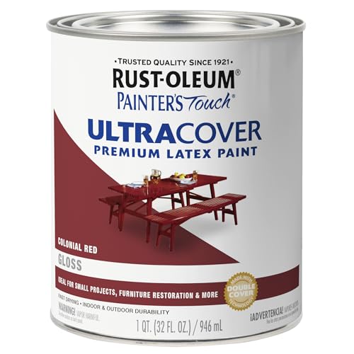 Rust-Oleum 1964502 Painter's Touch Brush Enamel Paint, Gloss Colonial Red, 32 Fl Oz (Pack of 1) - color: Gloss Colonial Red, size: 1 Quarts (Pack of 1)