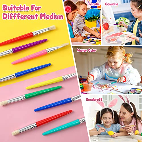 Sherr 64 Pcs Paint Brushes Sets for Kids Toddler Art Supplies Large Chubby Round and Flat Brush for School Washable Acrylic Oil Paint