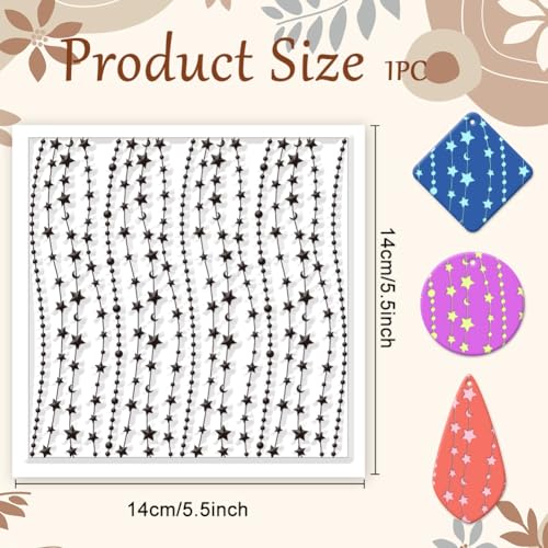 CHGCRAFT Stars Moon Polymer Clay Texture Sheets Silicone Texture Stamp Clay Texture Mat Modeling Pattern Pad Texture Sheets for Polymer Clay Jewelry and Clay Earrings Tools - style: Stars