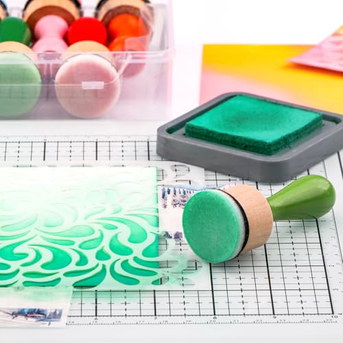 26 Pcs/Sets Ink Blending Tool Sets, Include 2 Pcs Round Ink Mini Applicator Tools and 24 Pcs Replacement Refill Foam Pads for Drawing Distressing Blending Scrapbooking & Stamping Supplies (Deep Green) - color: Deep Green