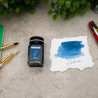 Monteverde Jungle Fountain Pen Ink, 30ml, Zebra (Blue) | Animal-inspired fountain pen ink with bold color, smooth flow, and creative writing personality. - color: Zebra (Blue)