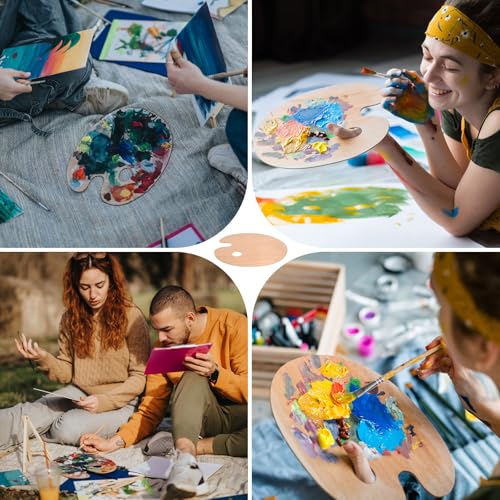 Wooden Painting Palette, Oval-Shaped Wood Paint Pallets with Thumb Hole,Premium Wooden Pallets Ideal for Oil, Acrylic & Watercolor Painting Creative Projects (20 Pcs) - style: 20 Pcs