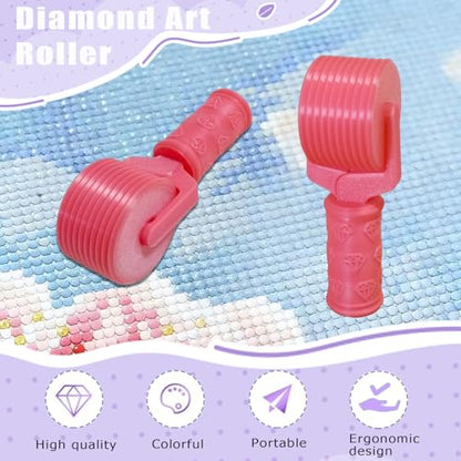Jzzuau Diamond Art Roller, New Upgraded Press Roller for Diamond Painting, Non-Stick Easy-Grip Handle Tool for Rhinestone Embroidery and DIY Crafts - color: Pink