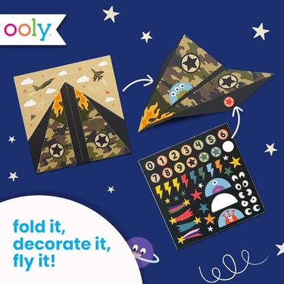 Ooly DIY Paper Airplane Book, 24 Paper Planes & Stickers, Kit Includes 12 Completed, 6 Blank and 6 Color-in Planes, Great Gifts for Kids, Activities for Boys and Girls - color: Paper Air Planes Kit