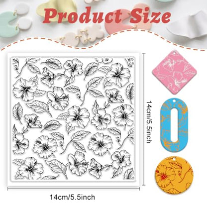Broken Flowers Polymer Clay Texture Sheet Silicone Texture Stamp Sheets Floral Clear Texture Mat Modeling Pattern Pad Reusable for Scrapbooking Polymer Clay Pottery Earrings Jewelry Making - style: Broken Flowers
