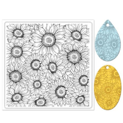 CHGCRAFT Polymer Clay Texture Sheet Sunflower Silicone Texture Stamp Polymer Clay Modeling Pattern Pad for Jewelry Earring Making DIY Craft, 5.5x5.5inch - style: Sunflowers