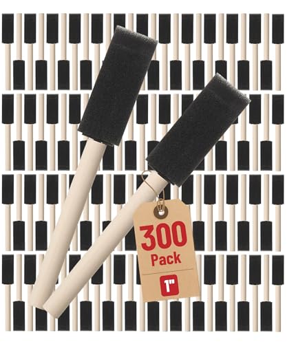 Bates- Foam Paint Brushes, 1 Inch, 300 Pack, Foam Brushes for Painting with Lightweight Wooden Handles - color: Black, size: 1 Inch, 300 Pack