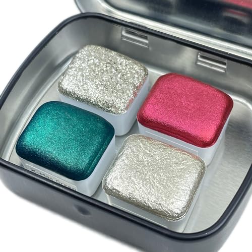 IUILE Handmade Watercolor Paints - Jingle Bell Half Pan Set (4 colors) - color: Jingle Bell
