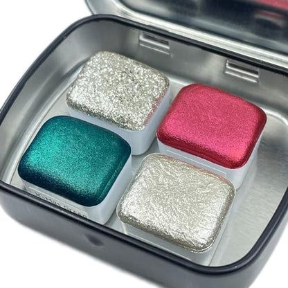 IUILE Handmade Watercolor Paints - Jingle Bell Half Pan Set (4 colors) - color: Jingle Bell