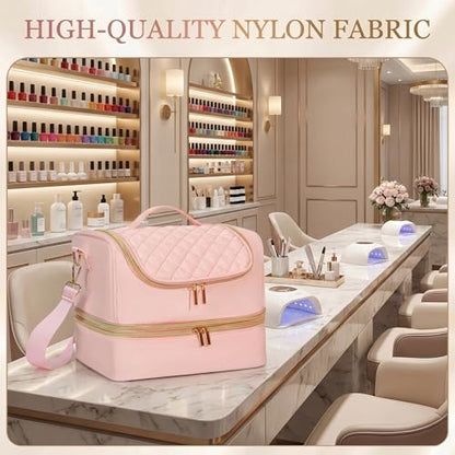 Nail Polish Organizer Case Holds 45 Bottles & Nail Lamp, Large Capacity Nail Tech Bag, Portable Nail Supplies Storage for Travel, Manicurist & Nail Artist Gift