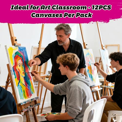 Stretched Canvas for Painting, 2Pack 36X48 Large Canvas for Painting, 15 Oz Triple Primed 2/3" Profile Cotton Professional Artist Quality Blank Canvas,Ready to Paint, Art Supplies for Acrylic, Oil - size: 12x16" - 12Pack