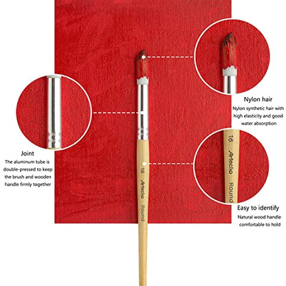 Artecho 24 pcs Paint Brushes for Acrylic Painting | Acrylic Paint Brushes for Oil, Watercolor, Acrylic, Gouache and Canvas Painting - style: 24 pcs