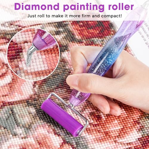 Ergonomic Diamond Painting Art Pen Accessories Kits with 6 Metal Tips, 6 Painting Glue Clay, Roller,Multi Placer Tips for DIY Crafts - style: XKZY