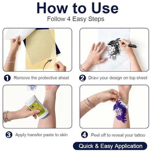Tattoo Transfer Paper – A4 Size, 10 Sheets – Tattoo Stencil Paper for Thermal Tattoo Transfer Kit – Carbon Copy Tracing Paper for Machine & Hand Use – Tattoo Supplies - size: 10 sets