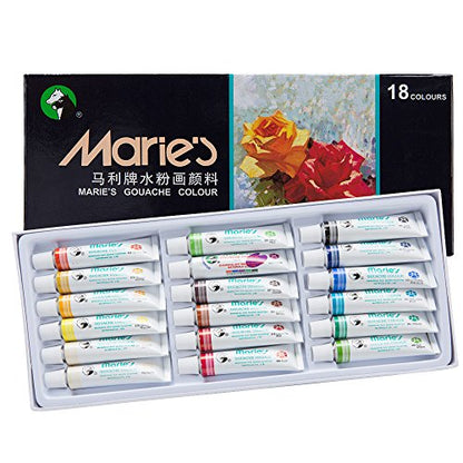 Marie's Extra Fine Gouache Set of 18 Extra Fine Gouache 12 ml Tubes - 12 Pack - size: Set of 18 - 12 ml (Pack of 12)