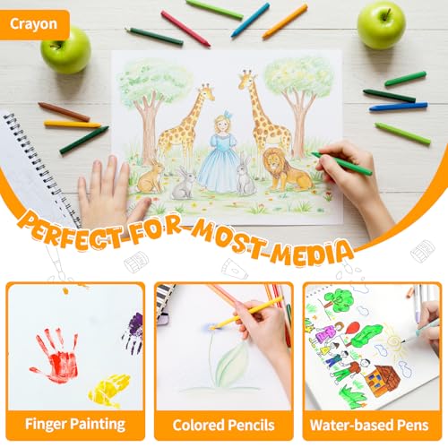 Umriox Drawing Pad for Kids, 9" x 12" Sketch Book, 4-Pack Sketch Pad (50 Sheets Each), 110gsm Acid-Free Drawing Paper, Glue-Bound Art Sketchbook for Kids' Classroom, Travel & School Art Supplies - size: 9" x 12"