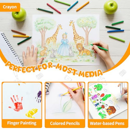 Umriox Drawing Pad for Kids, 9" x 12" Sketch Book, 4-Pack Sketch Pad (50 Sheets Each), 110gsm Acid-Free Drawing Paper, Glue-Bound Art Sketchbook for Kids' Classroom, Travel & School Art Supplies - size: 9" x 12"