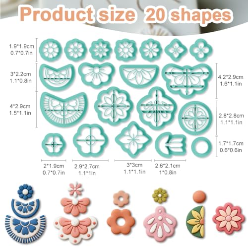 20Pcs Flower Polymer Clay Cutters Petal Clay Earrings Cutters Polymer Jewelry Cutter for Earrings Making Party Festival DIY Supplies - color: Flower